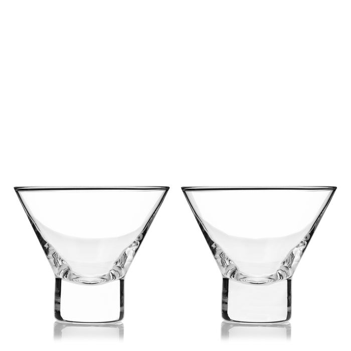 Raye Heavy Base Crystal Stemless Martini Glasses Set of 2