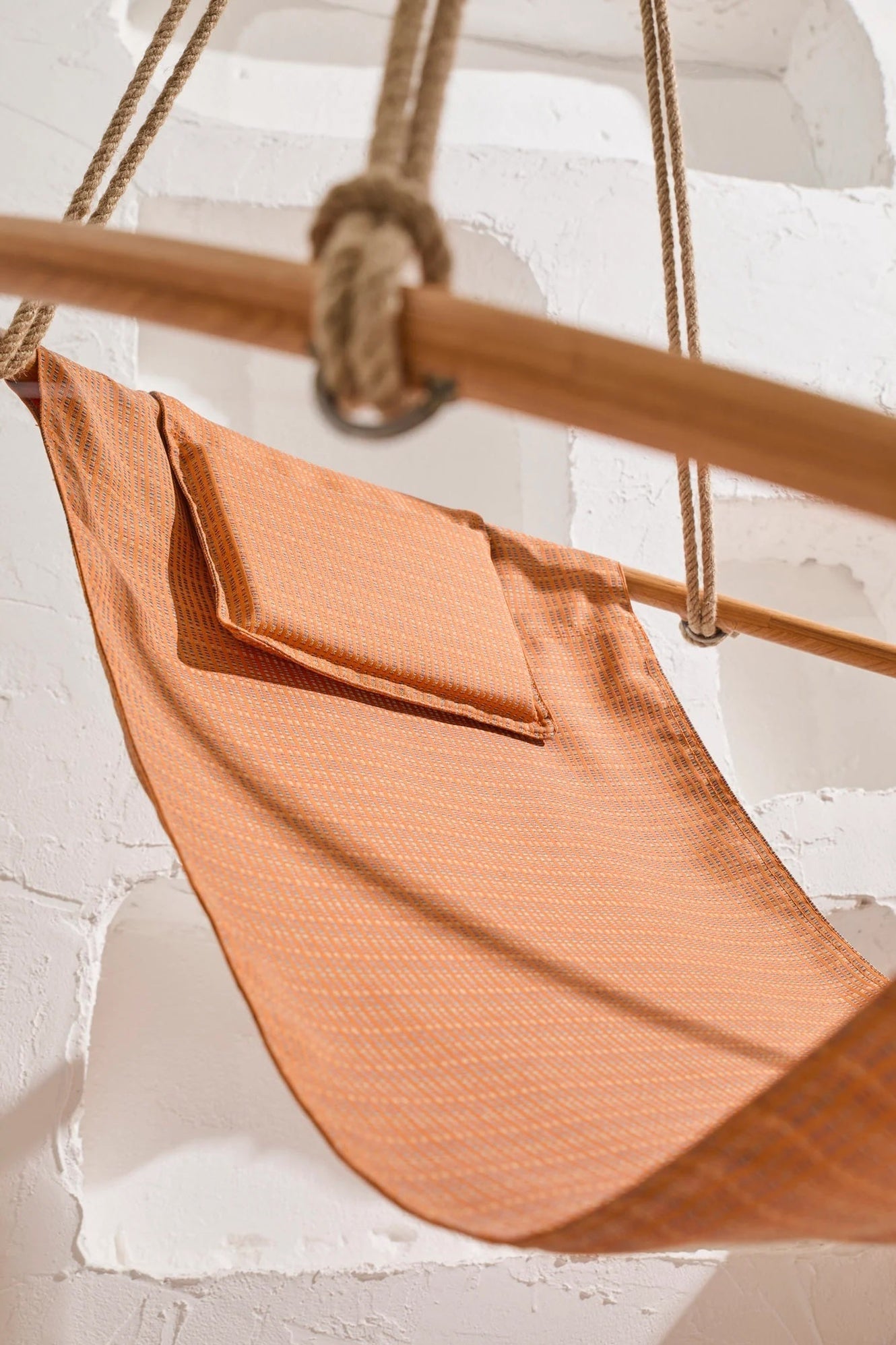 Bresse Rast Blue Round Hanging Chair Teak Frame — Culinary Cave