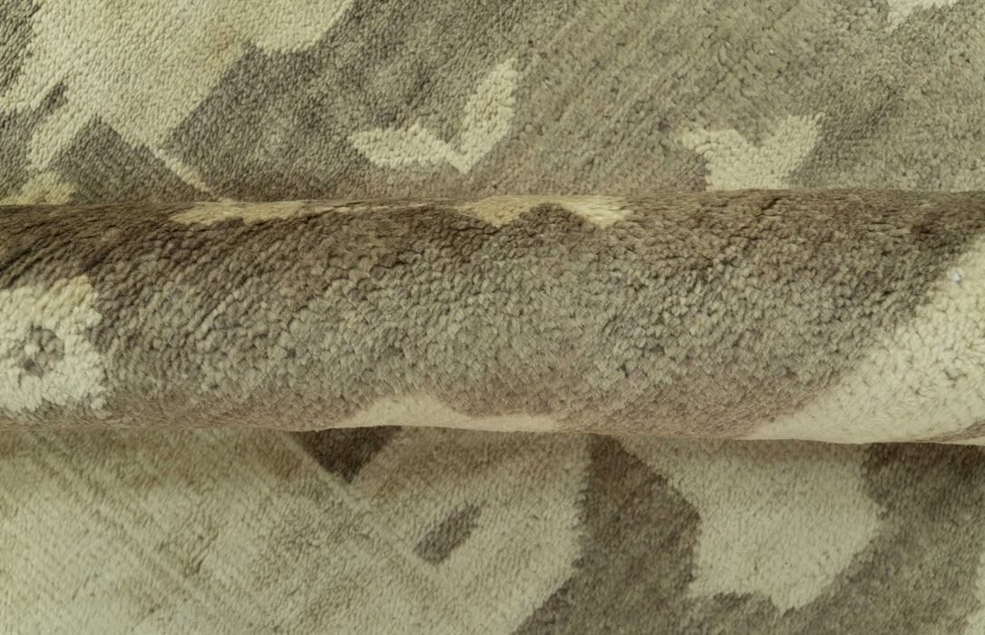 Brown And Beige Traditional Oushak Hand knotted Wool Area Rug