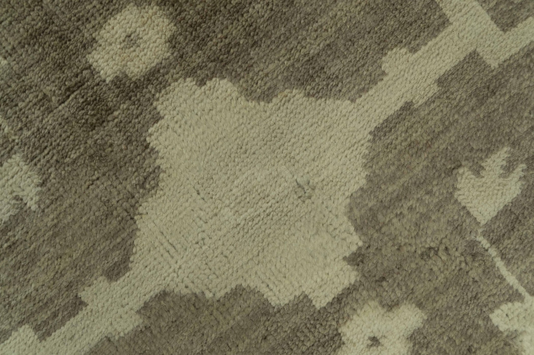 Brown And Beige Traditional Oushak Hand knotted Wool Area Rug