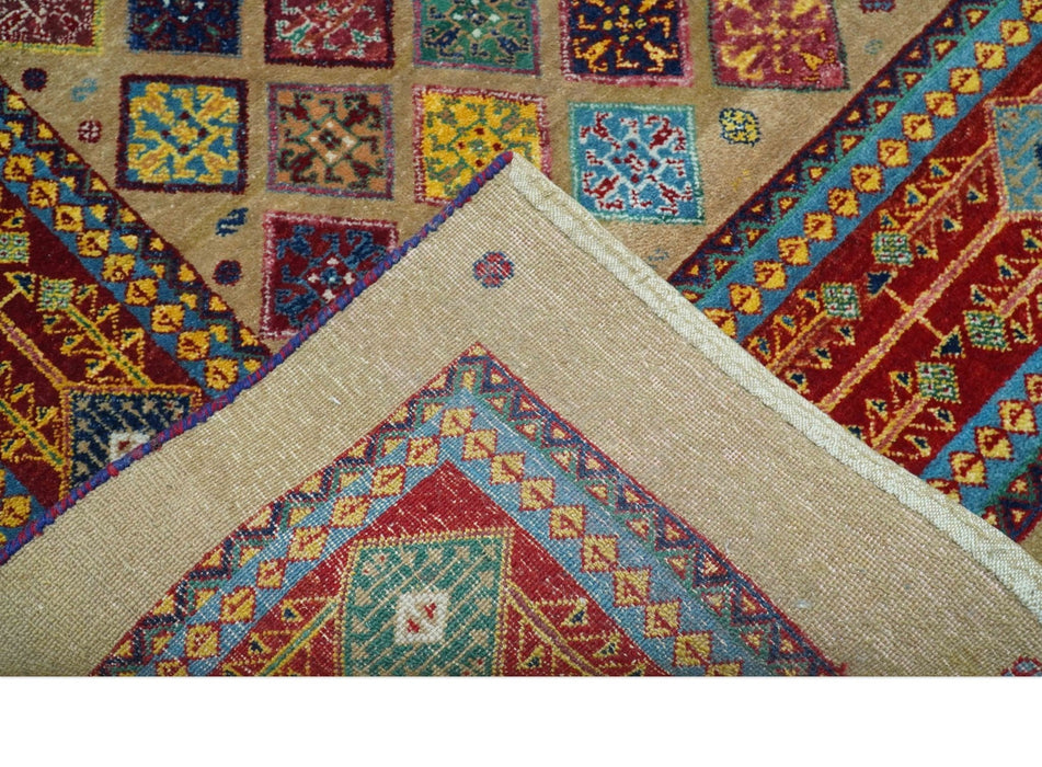 Brown Modern Geometrical Design 8x10 Hand Knotted wool Area Rug