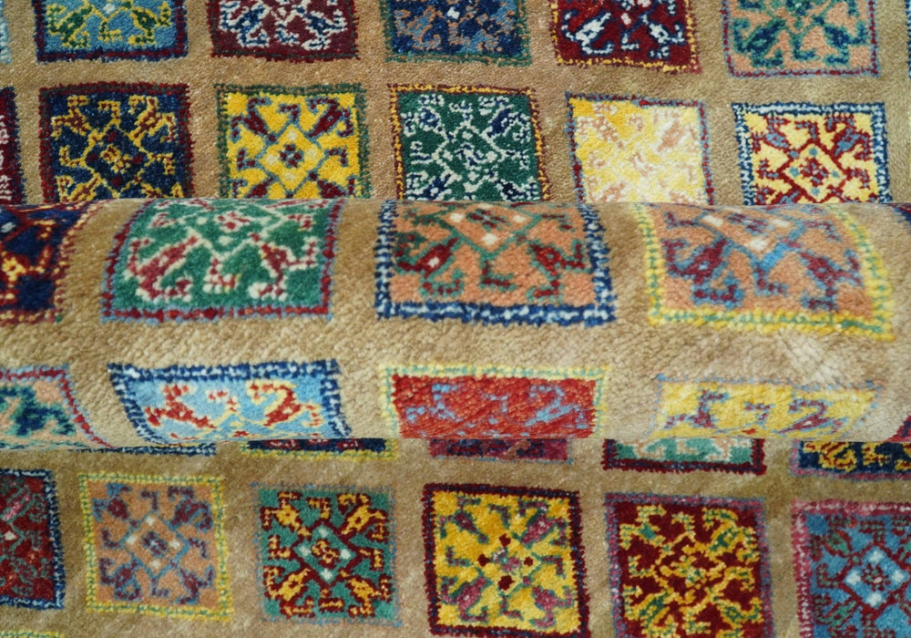 Brown Modern Geometrical Design 8x10 Hand Knotted wool Area Rug
