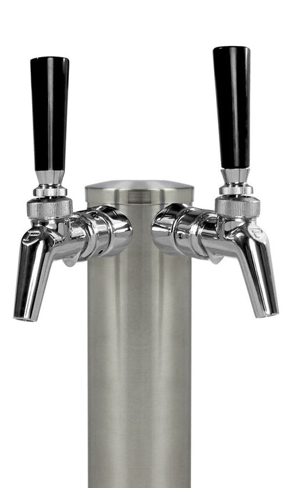 14" Tall Double Faucet Brushed Stainless Steel Draft Beer Tower - 100% Stainless Contact Perlick Faucets