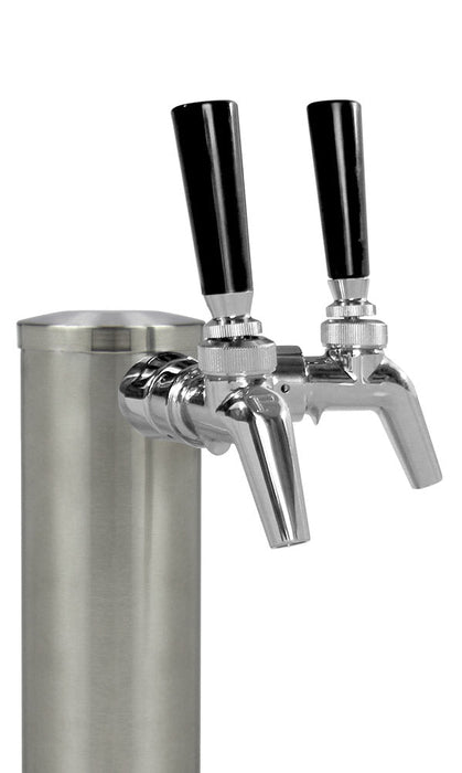 14" Tall Double Faucet Brushed Stainless Steel Draft Beer Tower - 100% Stainless Contact Perlick Faucets