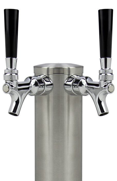 14" Tall Double Faucet Brushed Stainless Steel Draft Beer Tower - Standard Faucets