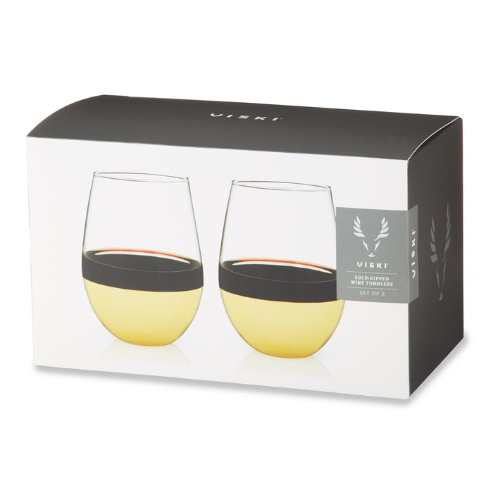 Belmont Dipped Wine Tumblers in Gold, Set of 2