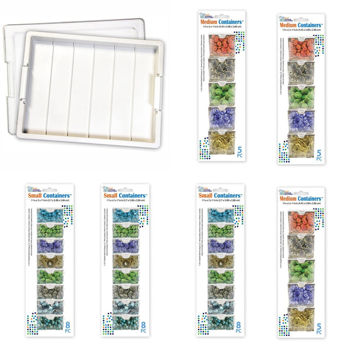 Bead Storage Bundle for Craft Supplies with Tray, Lid, & 39 Piece Container Pack