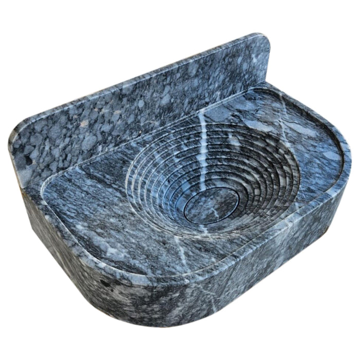 Bursa Gray Marble Wall-Mount Bathroom Sink with 6" Backsplash (W)16" (L)27" (H)6"