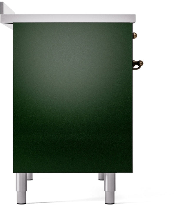 ILVE Nostalgie II 40" Induction Range with Element Stove and Electric Oven in Emerald Green with Bronze Trim, UPDI406NMPEGB