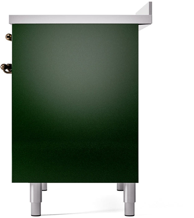 ILVE Nostalgie II 40" Induction Range with Element Stove and Electric Oven in Emerald Green with Bronze Trim, UPDI406NMPEGB