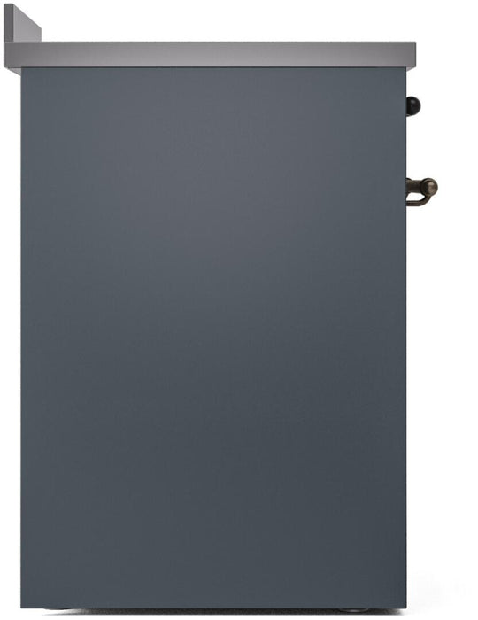 ILVE Nostalgie II 30" Induction Range with Element Stove and Electric Oven in Blue Grey with Bronze Trim, UPI304NMPBGB