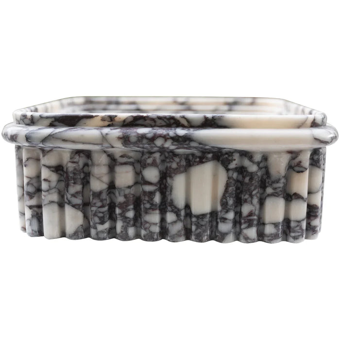Calacatta Viola Marble Wall-Mount Square Fluted Bathroom Sink (W)16" (L)16" (H)6"