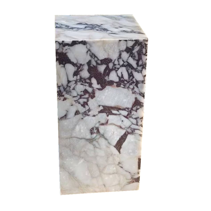 Calacatta Viola Marble Cube Design Plinth End/Side Table, Nightstand Polished (W)14" (L)14" (H)24"