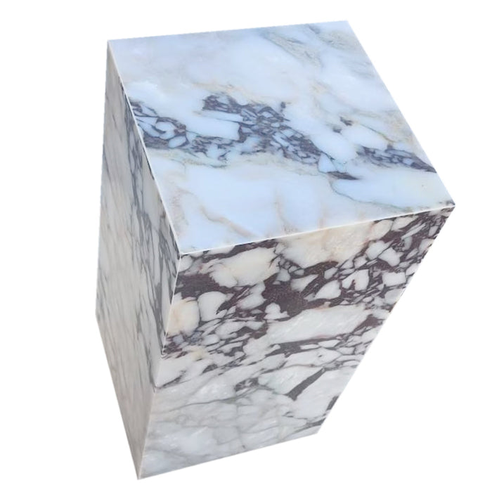 Calacatta Viola Marble Cube Design Plinth End/Side Table, Nightstand Polished (W)14" (L)14" (H)24"