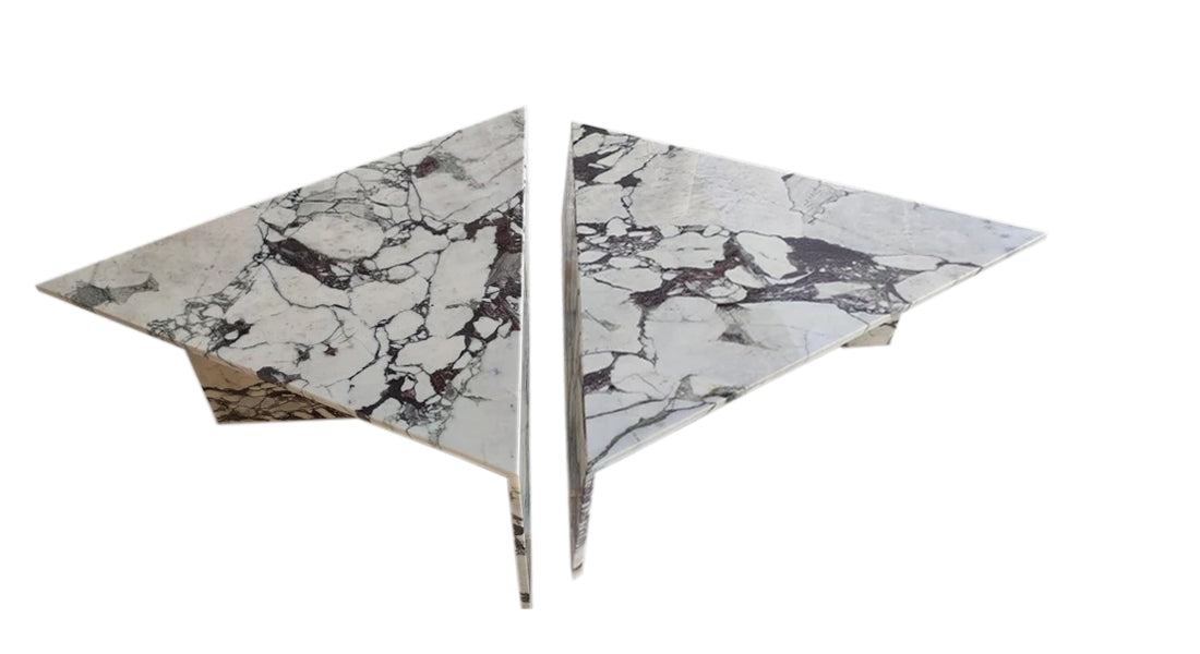 Calacatta Viola Marble Triangular Design Coffee Table Polished Set of 2