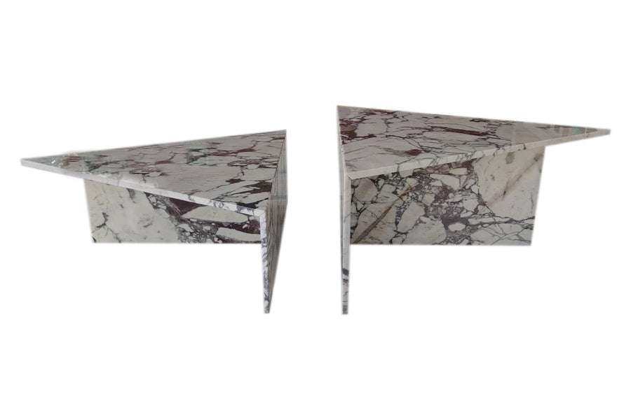 Calacatta Viola Marble Triangular Design Coffee Table Polished Set of 2