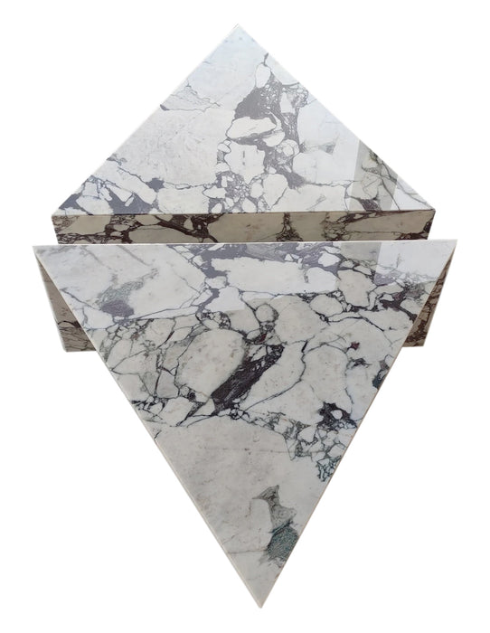 Calacatta Viola Marble Triangular Design Coffee Table Polished Set of 2