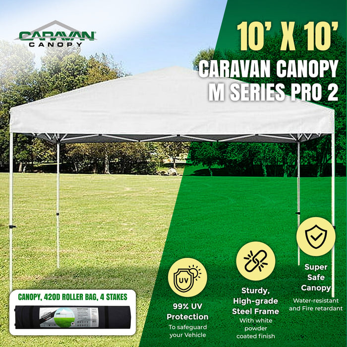 Caravan Canopy M Series Pro 2 10 x 10 ft Straight Leg Pop-Up Canopy Tent, White