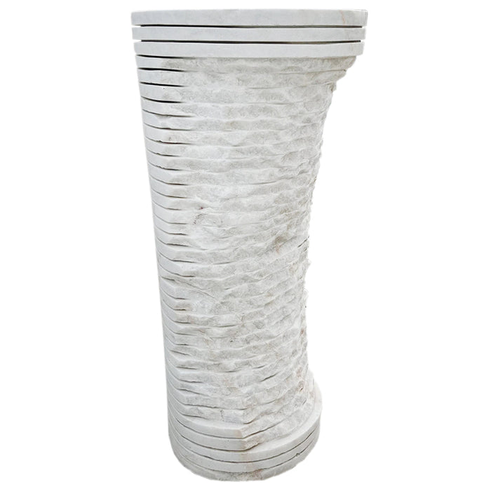 Carrara White Marble Designer Pedestal Stand-Alone Sink (W)16" (L)16" (H)36"
