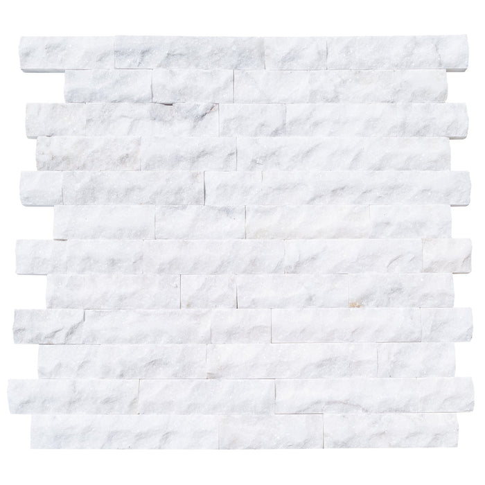 Carrara White 4"xFree Length Split-face Natural Marble Wall Tile - Belair Collection