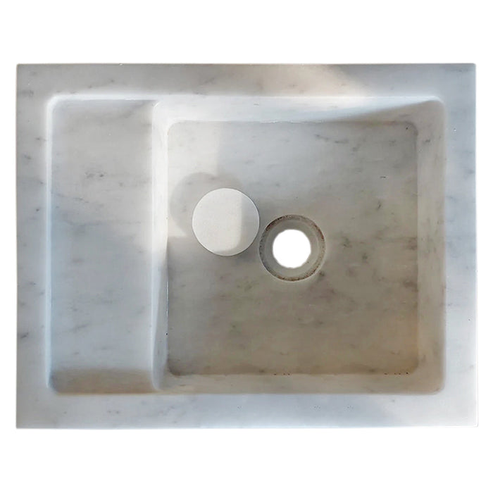 Carrara White Marble Wall-mount Bathroom Sink (W)14" (W)18" (H)5"