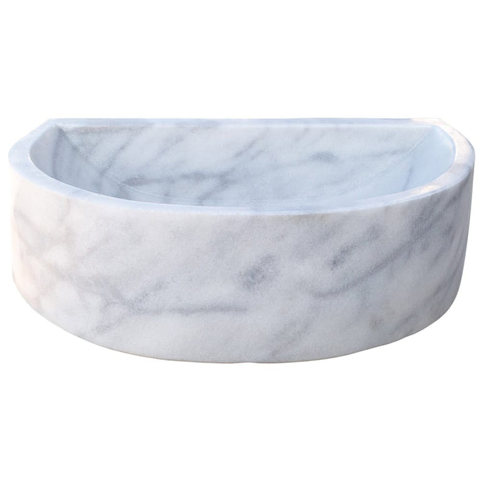 Natural Stone Carrara White Marble Wall-Mount Bathroom Marble Sink (W)24" (L)20" (H)6"