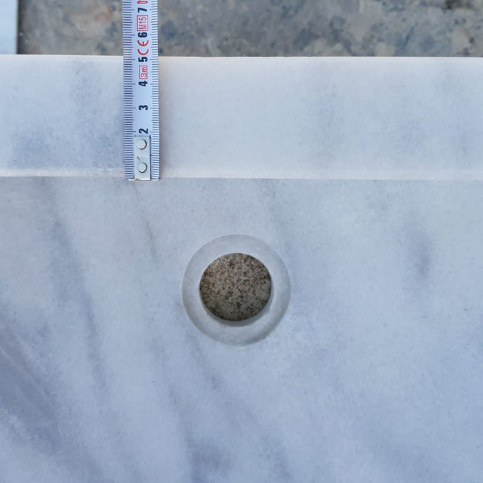 Natural Stone Carrara White Marble Wall-Mount Bathroom Marble Sink (W)24" (L)20" (H)6"