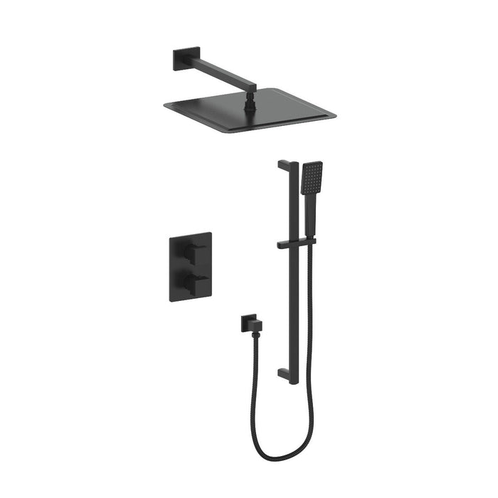 ZLINE Crystal Bay Thermostatic Shower System in Matte Black, CBY-SHS-T2-MB