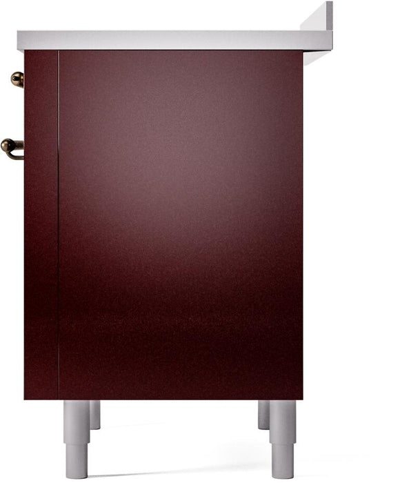 ILVE Nostalgie II 36" Induction Range with Element Stove and Electric Oven in Burgundy with Bronze Trim, UPI366NMPBUB