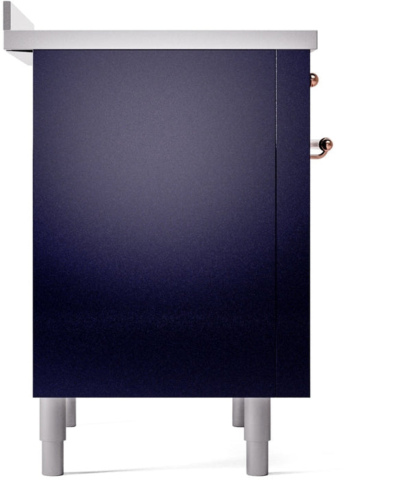 ILVE Nostalgie II 36" Induction Range with Element Stove and Electric Oven in Blue with Copper Trim, UPI366NMPMBP