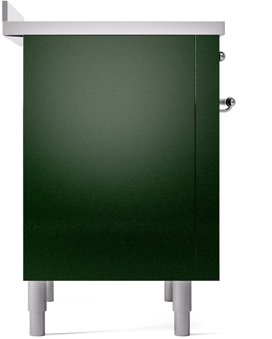 ILVE Nostalgie II 36" Induction Range with Element Stove and Electric Oven in Emerald Green with Chrome Trim, UPI366NMPEGC