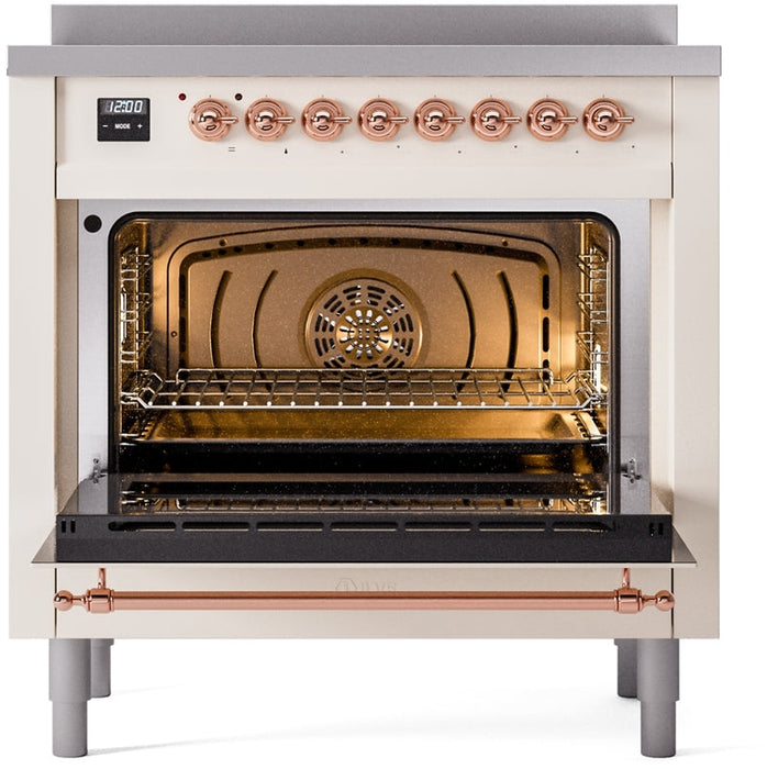 ILVE Nostalgie II 36" Induction Range with Element Stove and Electric Oven in Antique White with Copper Trim, UPI366NMPAWP