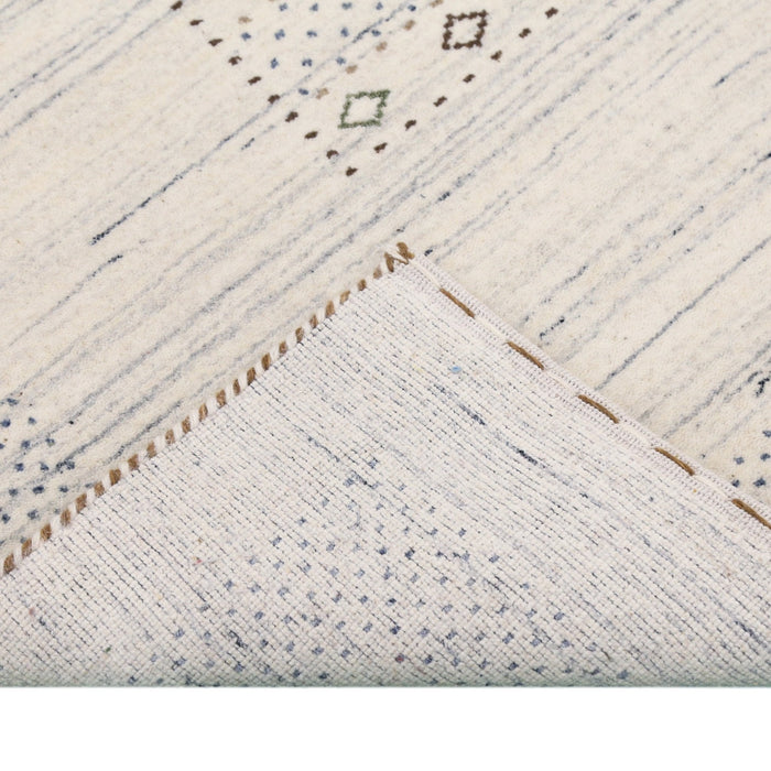 Center Pattern Natural Hand Loomed Wool Area Rug