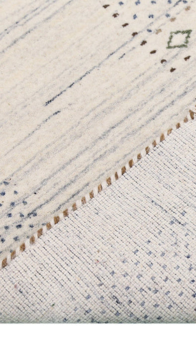 Center Pattern Natural Hand Loomed Wool Area Rug