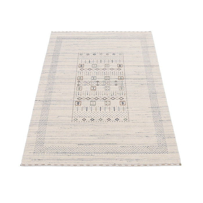 Center Pattern Natural Hand Loomed Wool Area Rug
