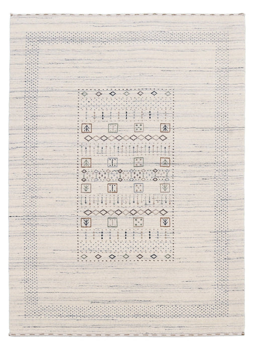 Center Pattern Natural Hand Loomed Wool Area Rug
