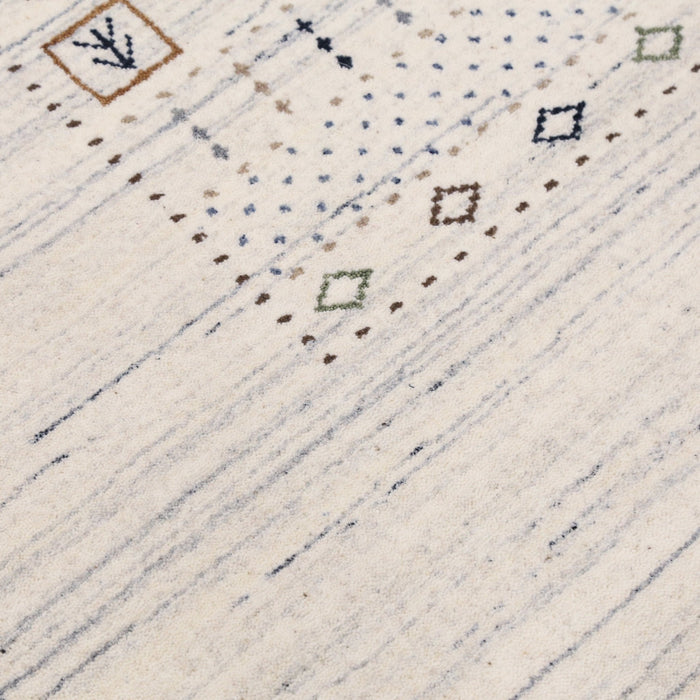 Center Pattern Natural Hand Loomed Wool Area Rug