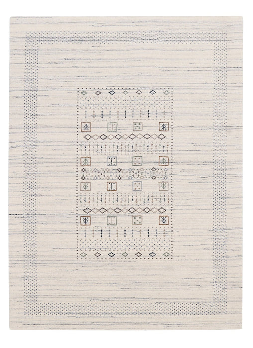 Center Pattern Natural Hand Loomed Wool Area Rug