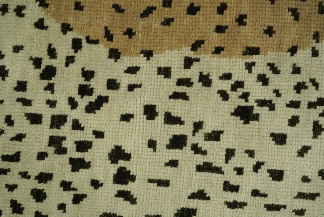 Chaia Dotted Beige, Camel and Charcoal Hand Knotted 2x3 wool area rug