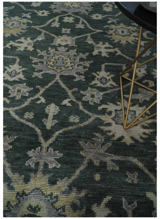 Charcoal and Silver 9x12 Hand Knotted Traditional Antique Style Wool Area Rug