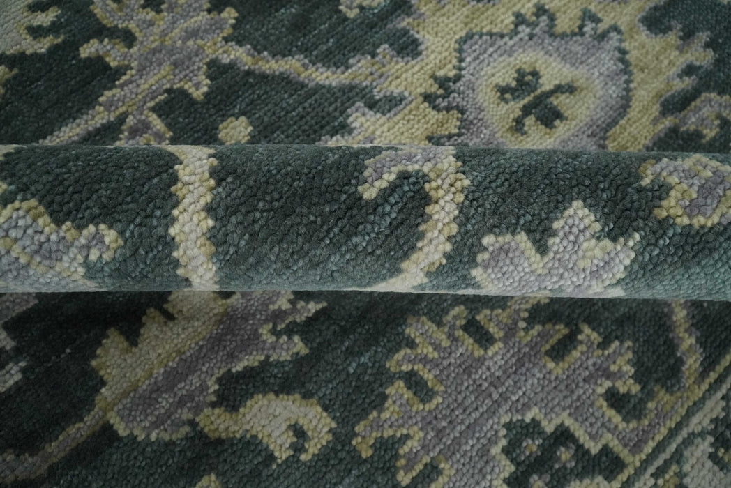 Charcoal and Silver 9x12 Hand Knotted Traditional Antique Style Wool Area Rug