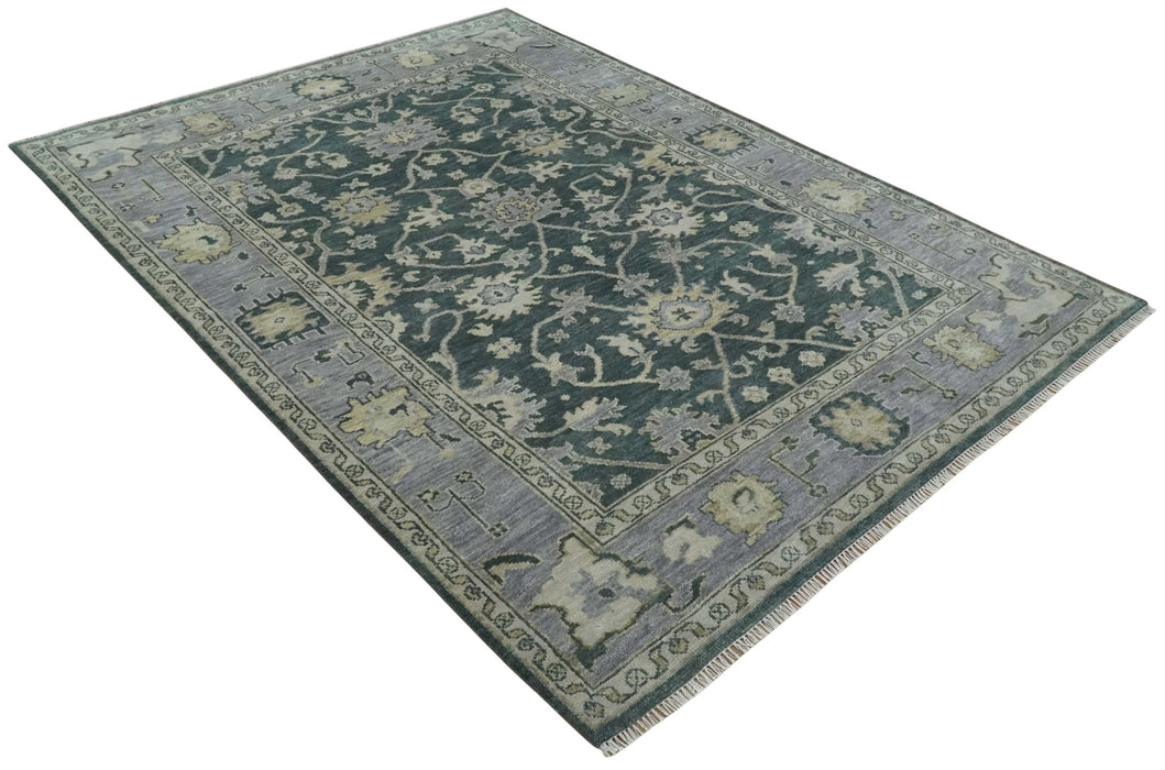 Charcoal and Silver 9x12 Hand Knotted Traditional Antique Style Wool Area Rug