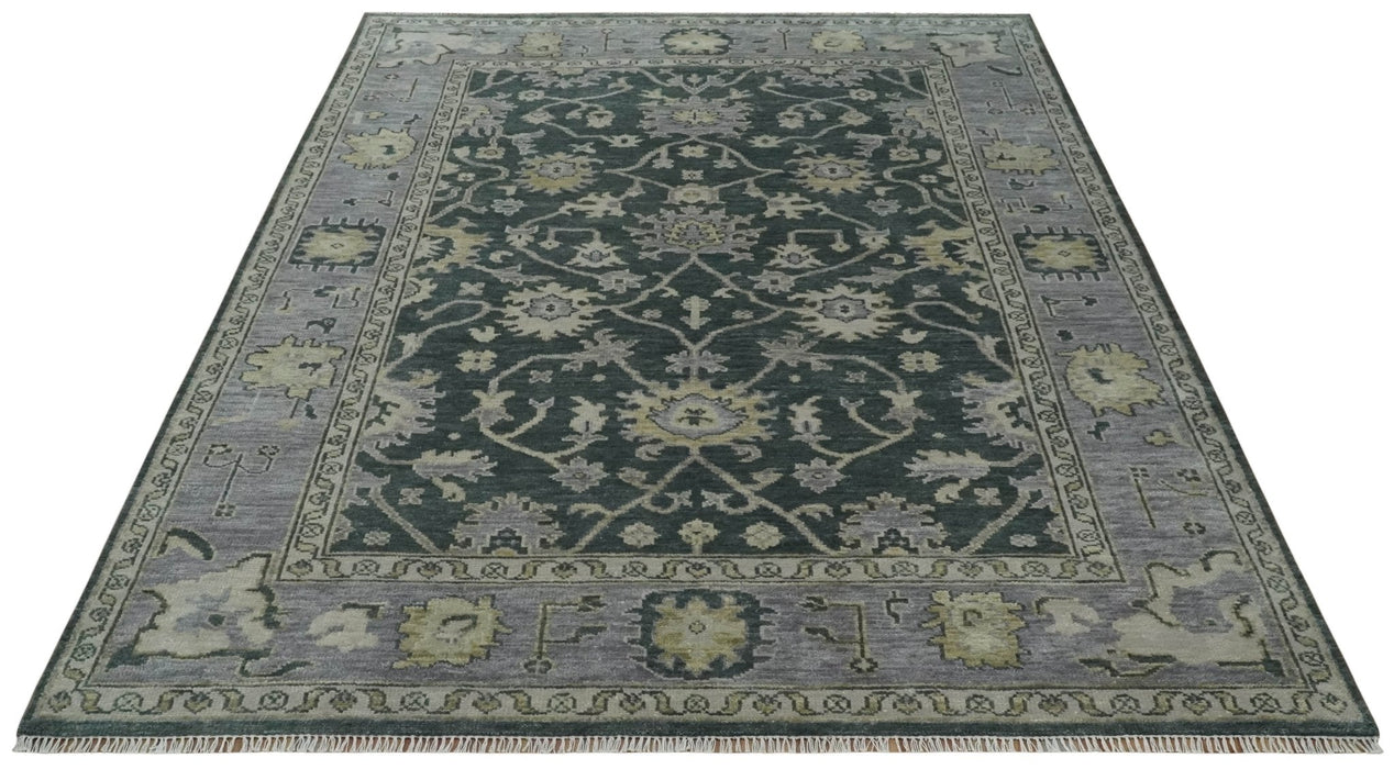 Charcoal and Silver 9x12 Hand Knotted Traditional Antique Style Wool Area Rug