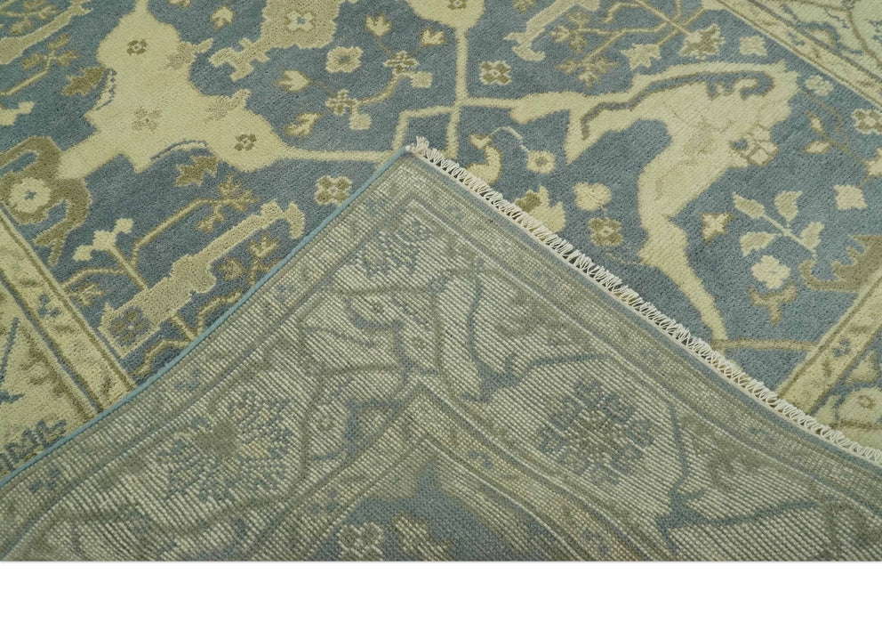 Charcoal, Beige and Olive 6x9 Hand Knotted Traditional Oriental Oushak wool rug