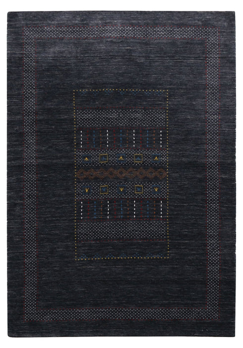Charcoal Center Pattern Hand Loomed Wool Area Rug