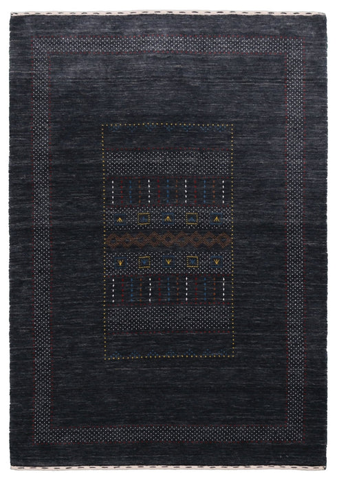 Charcoal Center Pattern Hand Loomed Wool Area Rug