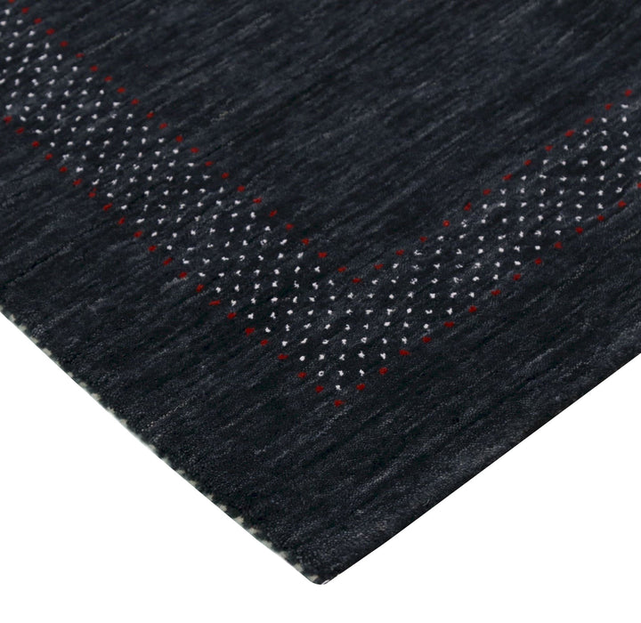 Charcoal Center Pattern Hand Loomed Wool Area Rug