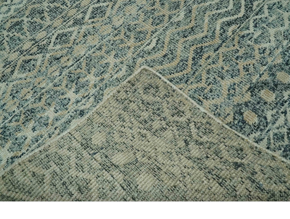 Charcoal, Gray and Beige 5x7 Hand Knotted Southwestern Tribal Trellis wool Rug