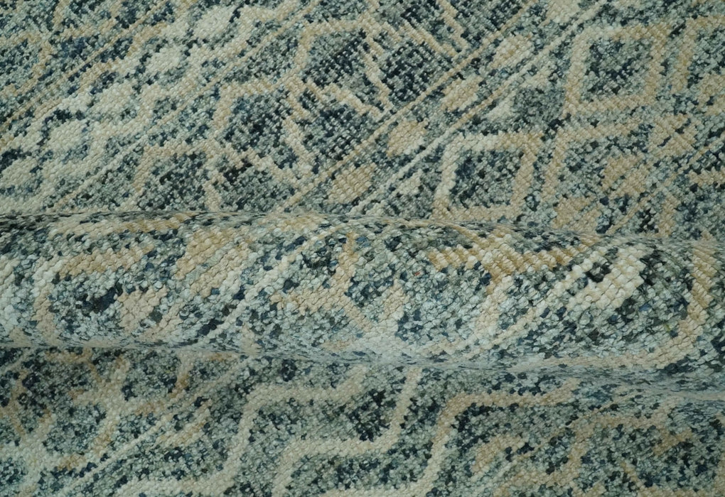 Charcoal, Gray and Beige 5x7 Hand Knotted Southwestern Tribal Trellis wool Rug