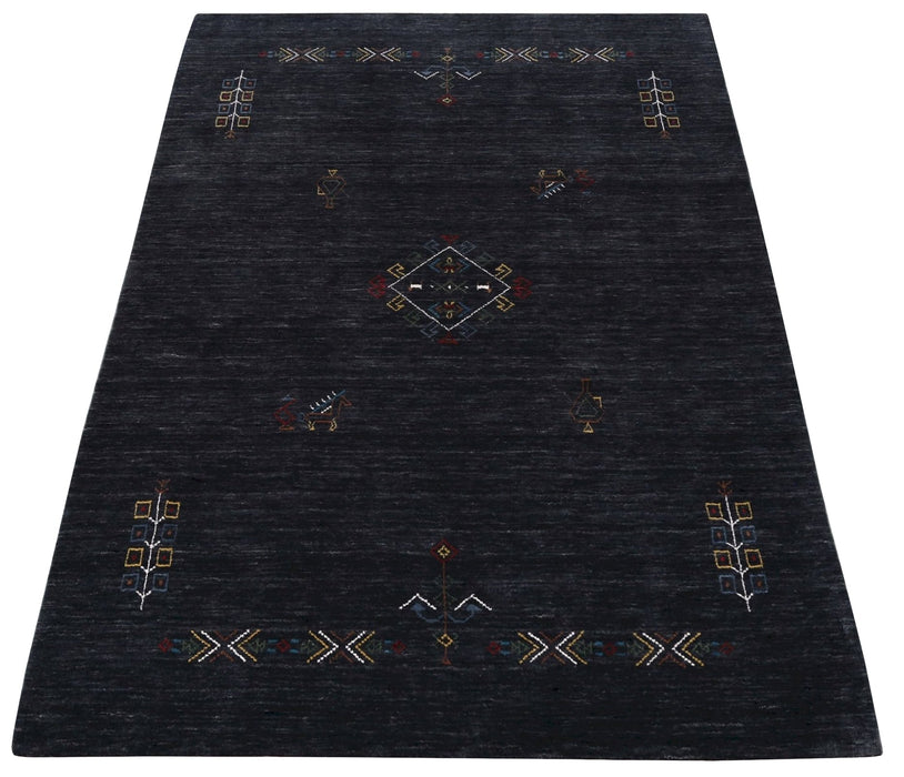 Charcoal Tribal Center Medallion Hand Loomed Wool Area Rug